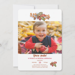Faire-part photo de feuilles d'automne et de gland