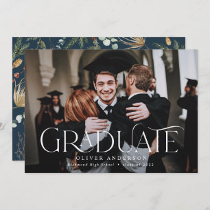 Faire-part Photo de fin d'études aquarelle botanique floral m