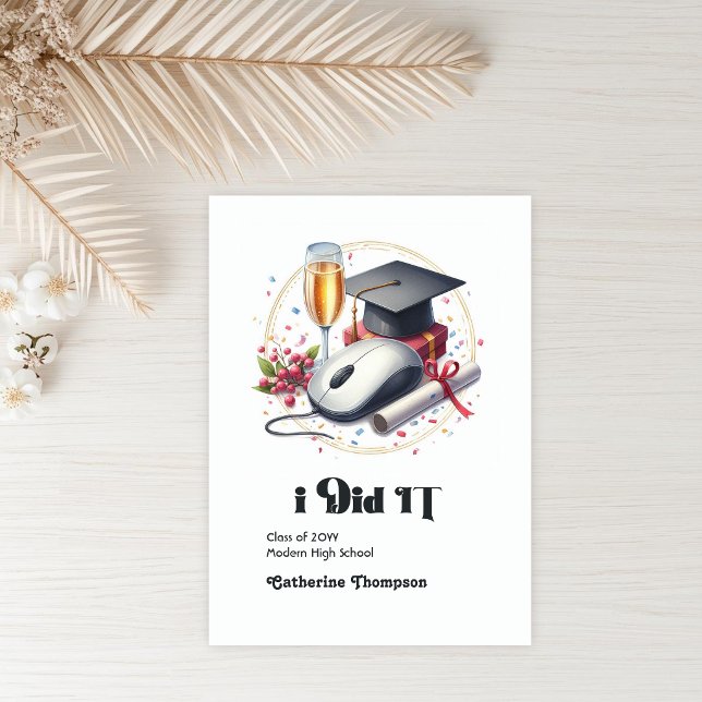 Faire-part Photo de fin d'études en informatique et informati (Computer Science and Information Graduation Photo Announcement)