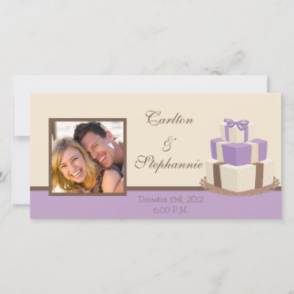 Faire-part photo de gâteau Mariage Brown/violet