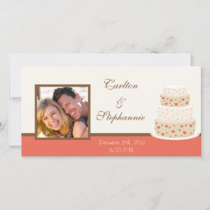 Faire-part photo de gâteau Mariage rouge/crème