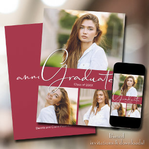 Faire-part Photo de Graduate Crimson Graduation Announcement