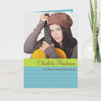 Faire-part photo de graduation bleu vert personnal