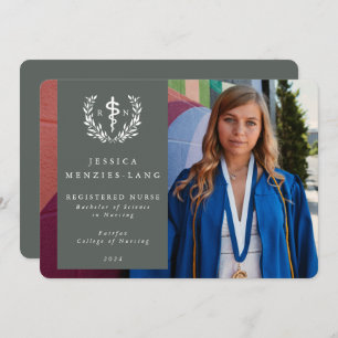 Faire-part Photo de graduation de l'infirmière autorisée vert