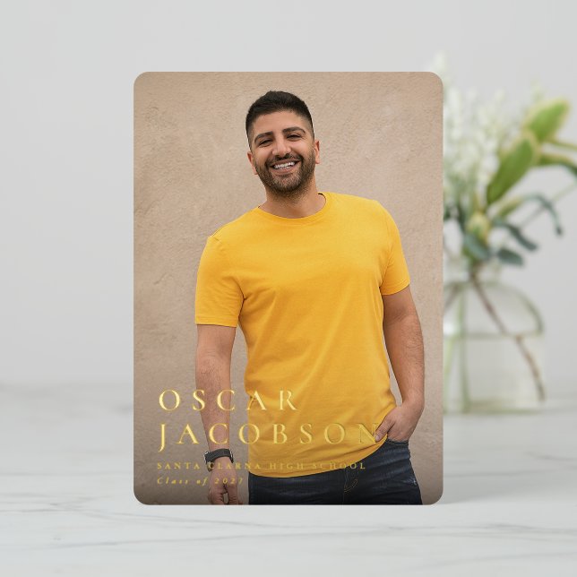 Faire-part photo de Graduation de texte Foil moder (Debout devant)