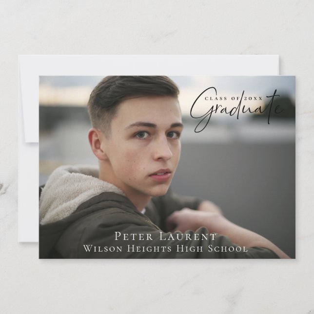 Faire-part Photo de graduation en calligraphie moderne (Devant)