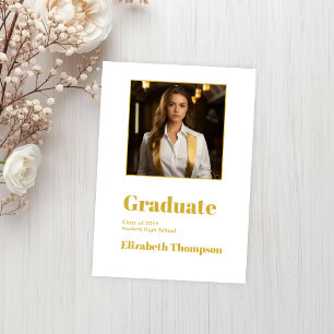 Faire-part Photo de graduation en or et blanc moderne