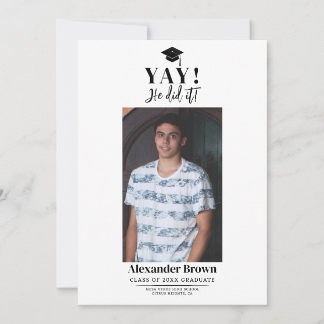 Faire-part photo de graduation minimale moderne (Devant)