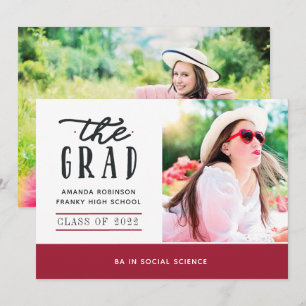 Faire-part Photo de graduation rouge et blanc