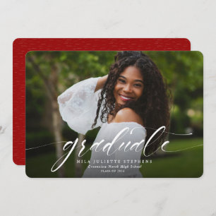 Faire-part photo de graduation rouge simple