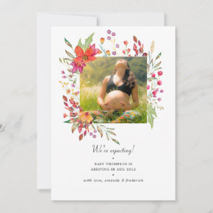 Faire-part Photo de grossesse Aquarelle Wildflower