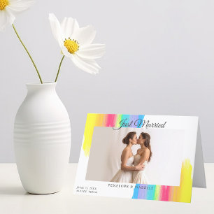 Faire-part Photo de jeunes mariés arc-en-ciel Mariage moderne