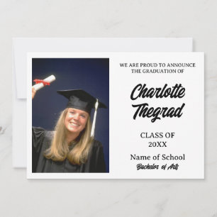 Faire-part photo de la graduation noir et blanc