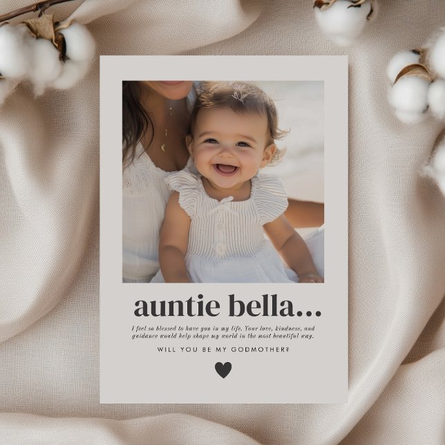 Faire-part photo de la marraine Tante (Auntie Godmother Square Photo Card)