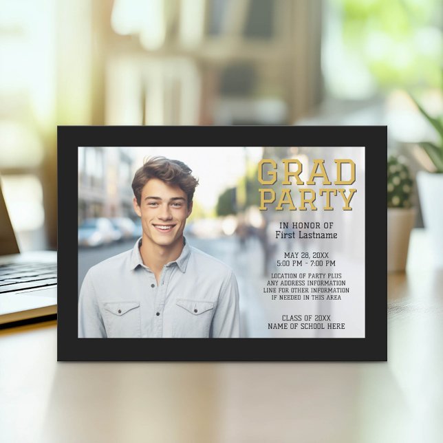 Faire-part photo de la morue - Black Gold (Graduation Party Invitation with Photo)