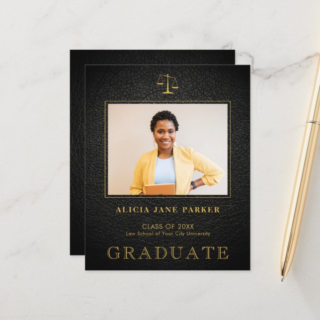 Faire-part photo de l'école de droit budgétaire (Devant/Arrière en situation)