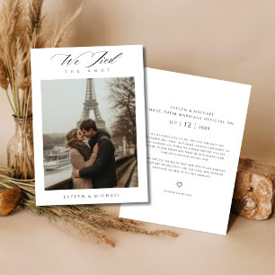 Faire-part Photo de mariage de fugue moderne 'Nous avons noué