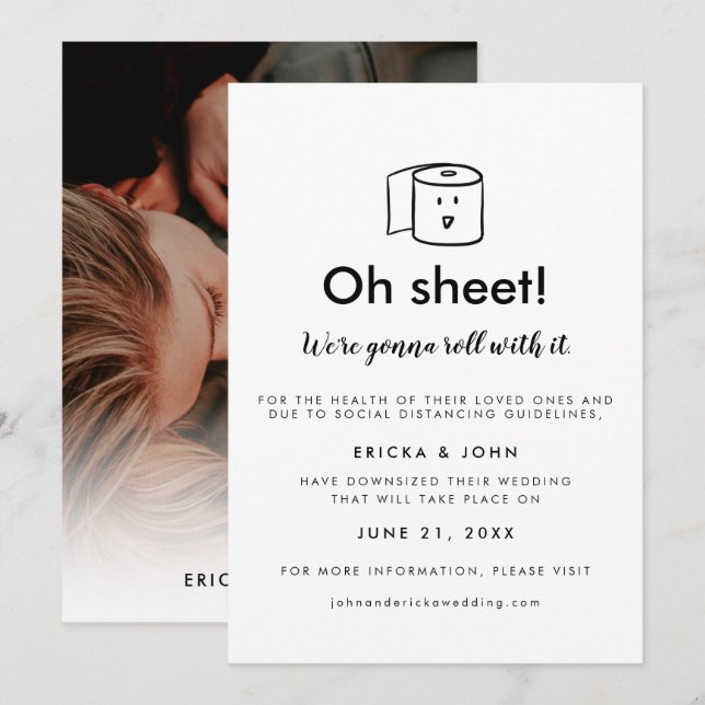 Faire-part Photo de Mariage de taille réduite et amusante (Devant / Derrière)