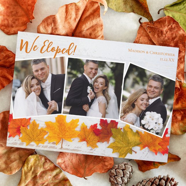 Faire-part Photo de mariage de Thanksgiving avec feuille d'au (Créateur téléchargé)
