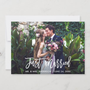 Faire-part Photo de mariage Just Married en écriture Modern B