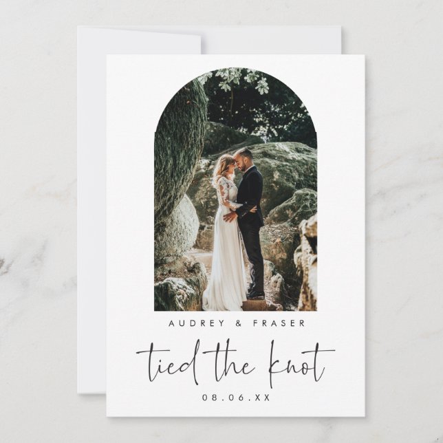 Faire-part Photo de mariage moderne avec arche et nœud (Devant)
