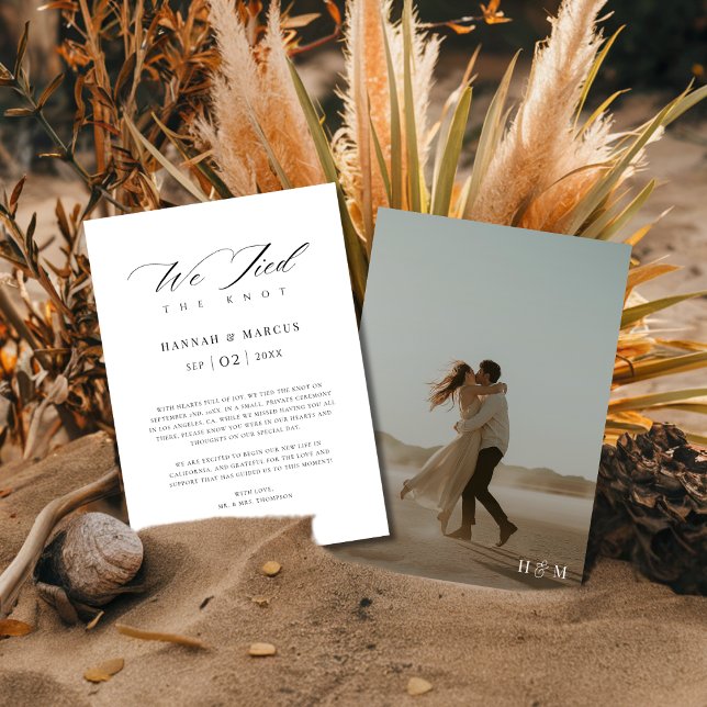 Faire-part Photo de mariage moderne Boho Script Nous avons no (Créateur téléchargé)