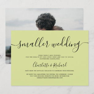 Faire-part Photo de mariage vert citron clair moderne plus pe
