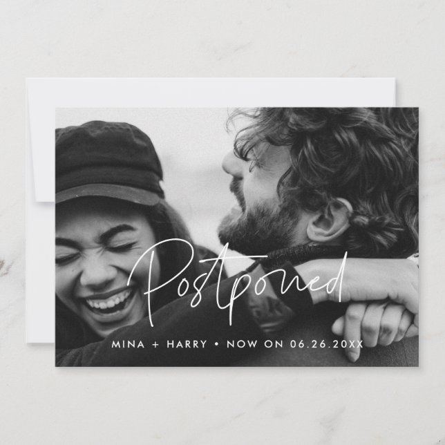 Faire-part Photo de mise à jour de mariage reporté minimalist (Devant)