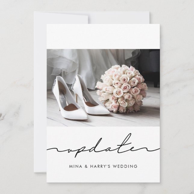 Faire-part Photo de mise à jour du mariage reportée manuscrit (Devant)