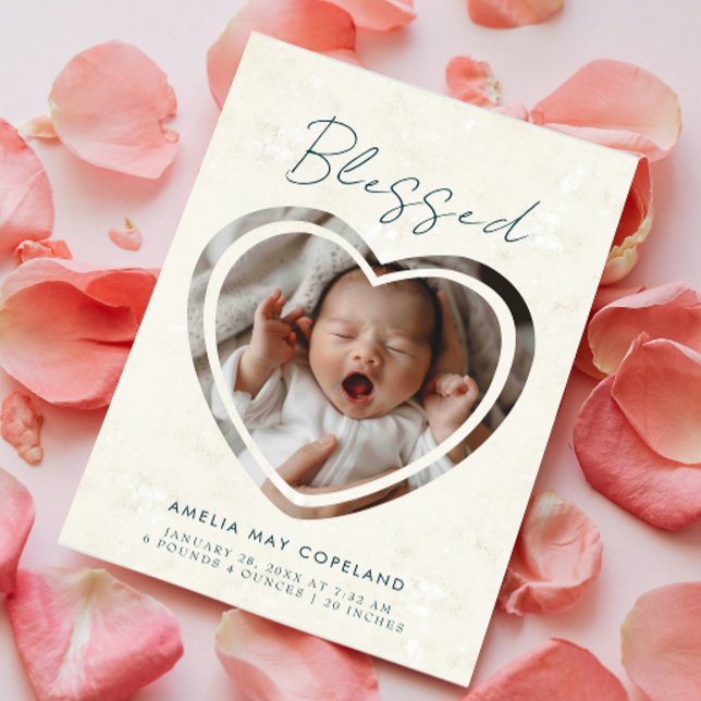 Faire-part Photo de naissance de bébé coupée moderne (Créateur téléchargé)