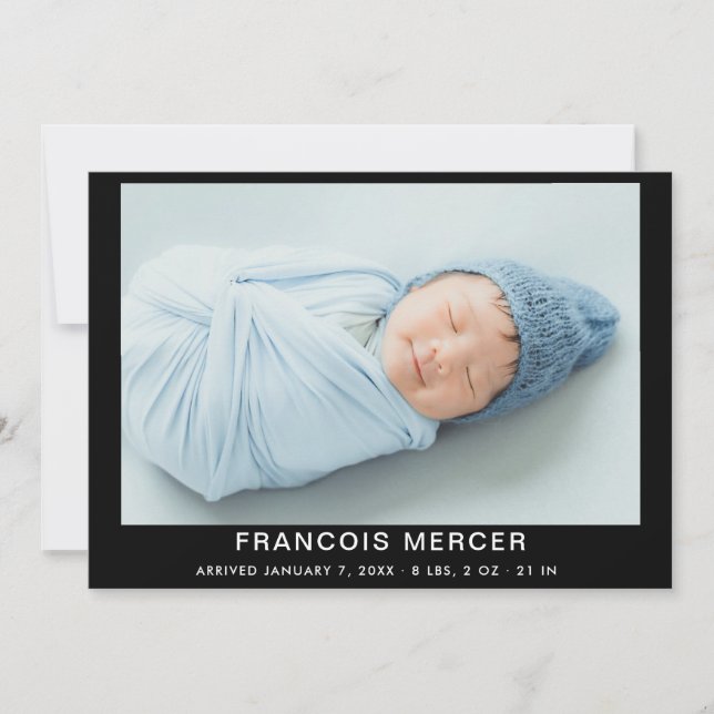 Faire-part Photo de naissance de bébé garçon (Devant)