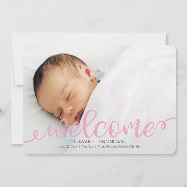 Faire-part photo de naissance de bébé manuscrit or (Devant)