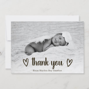 Faire-part Photo de naissance de mignonne simple Merci cardia