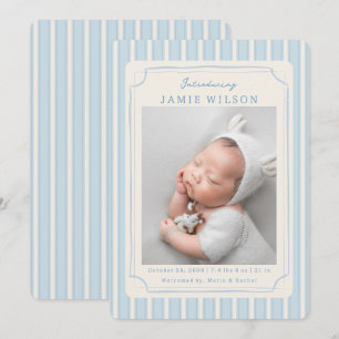 Faire-part Photo de naissance de nouveau-né bleu garçon bébé