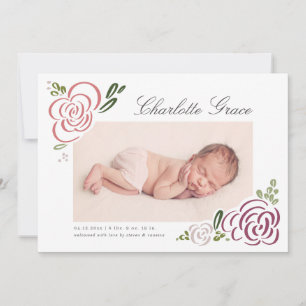 Faire-part Photo de naissance d'un Fleur sauvage Abstrait