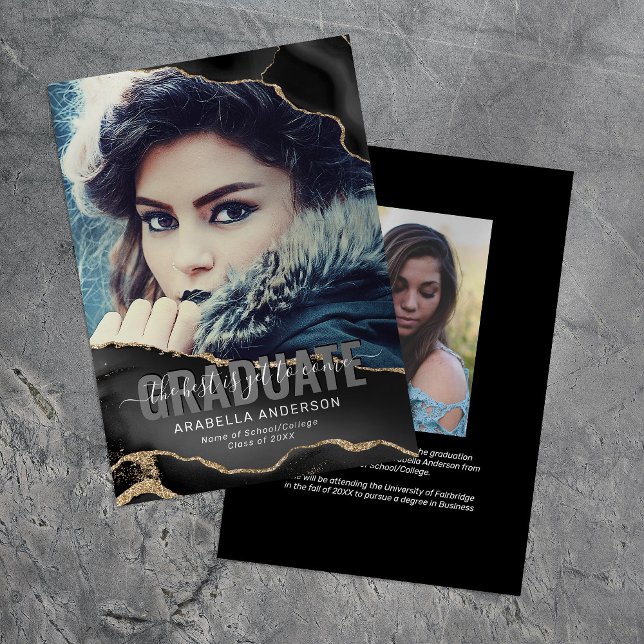 Faire-part Photo de remise de diplôme en or noir (Créateur téléchargé)