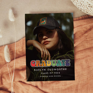 Faire-part Photo de remise de diplôme rétro années 60 hippie