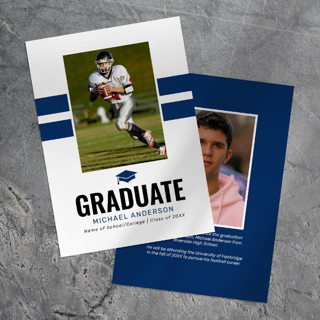 Faire-part Photo de remise des diplômes Navy Masculin 2026 (Créateur téléchargé)