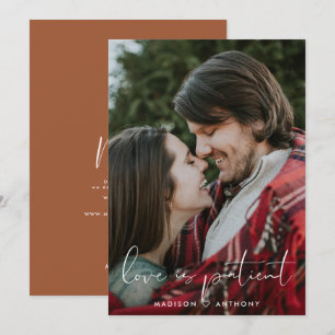 Faire-part Photo de report de mariage minimaliste en terre cu