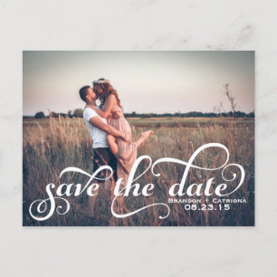 Faire-part Photo de script blanc Enregistrer la carte postale