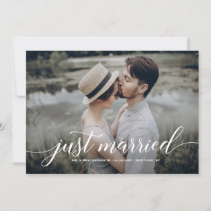 Faire-part Photo De Script Curling White Just Married Overlay