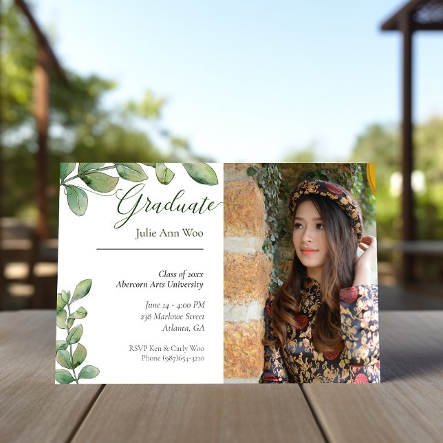 Faire-part Photo de verdure de diplômé (Créateur téléchargé)