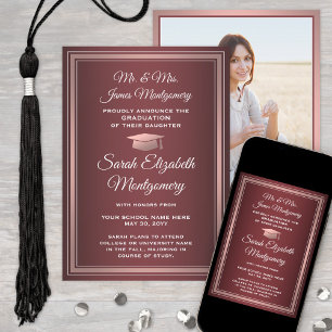 Faire-part Photo des parents pour la remise de diplôme bordea