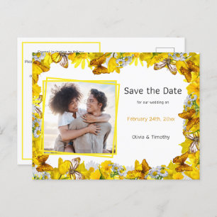 Faire-part photo du code QR des fleurs de printemp