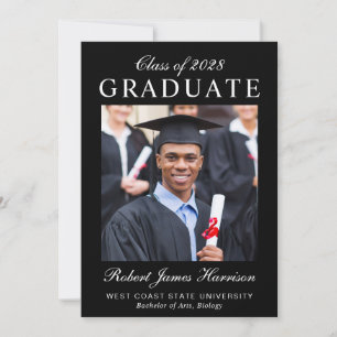 Faire-part Photo élégante Black College Graduation
