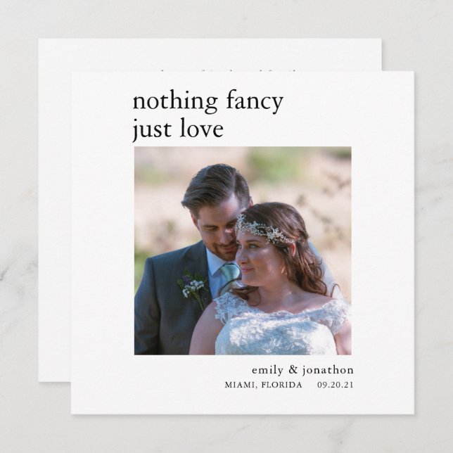 Faire-part photo Elopement minimaliste (Devant / Derrière)