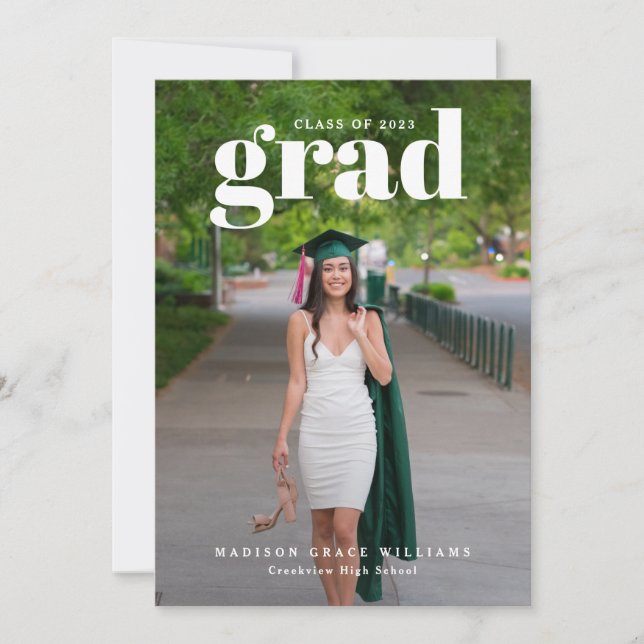 Faire-part photo en Gras Gras GRAD blanc (Devant)