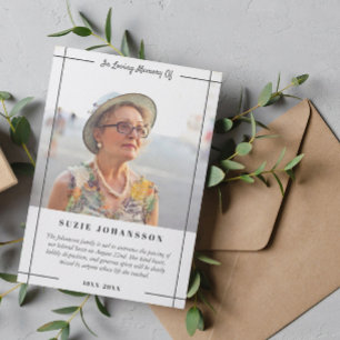 Faire-part photo en souvenir avec des lignes grise