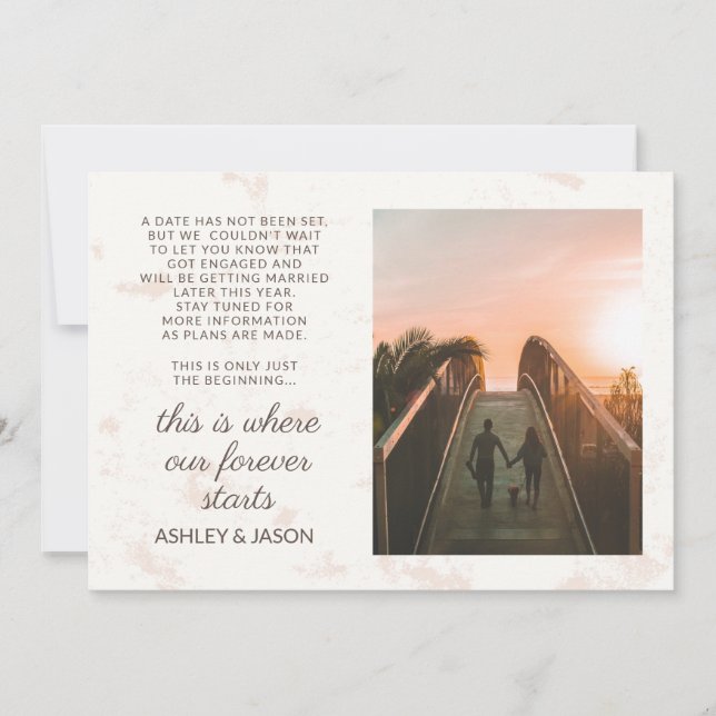 Faire-part photo fiançailles Nos débuts (Devant)