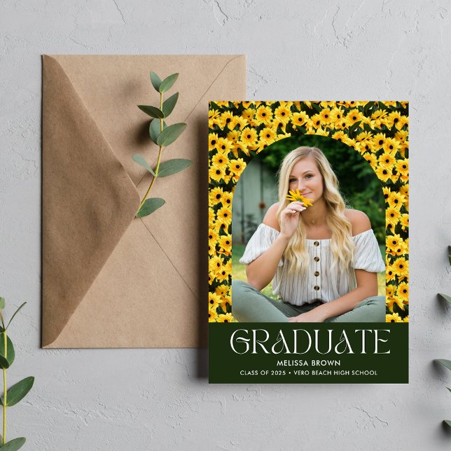 Faire-part Photo Fleur sauvage Daisy Lycée Graduation (Daisy Wildflower Photo High School Graduation Announcement)